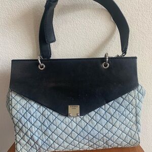 Guess Quilted Denim Blue Shoulder Bag or handle with Geometric Design